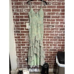 NWT Azazie Atelier Kamille Maxi Dress Mint Multi Floral Size 0